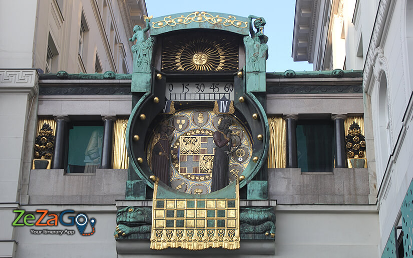 Anker clock (Ankeruhr) in Vienna old City